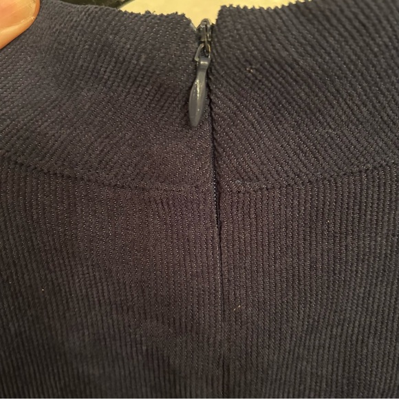 Navy Short Sleeve Mock Neck Corduroy High-Low Dress - Picture 4 of 4